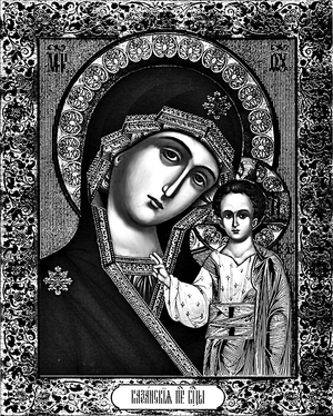 Икона Богородица - картинки для гравировки